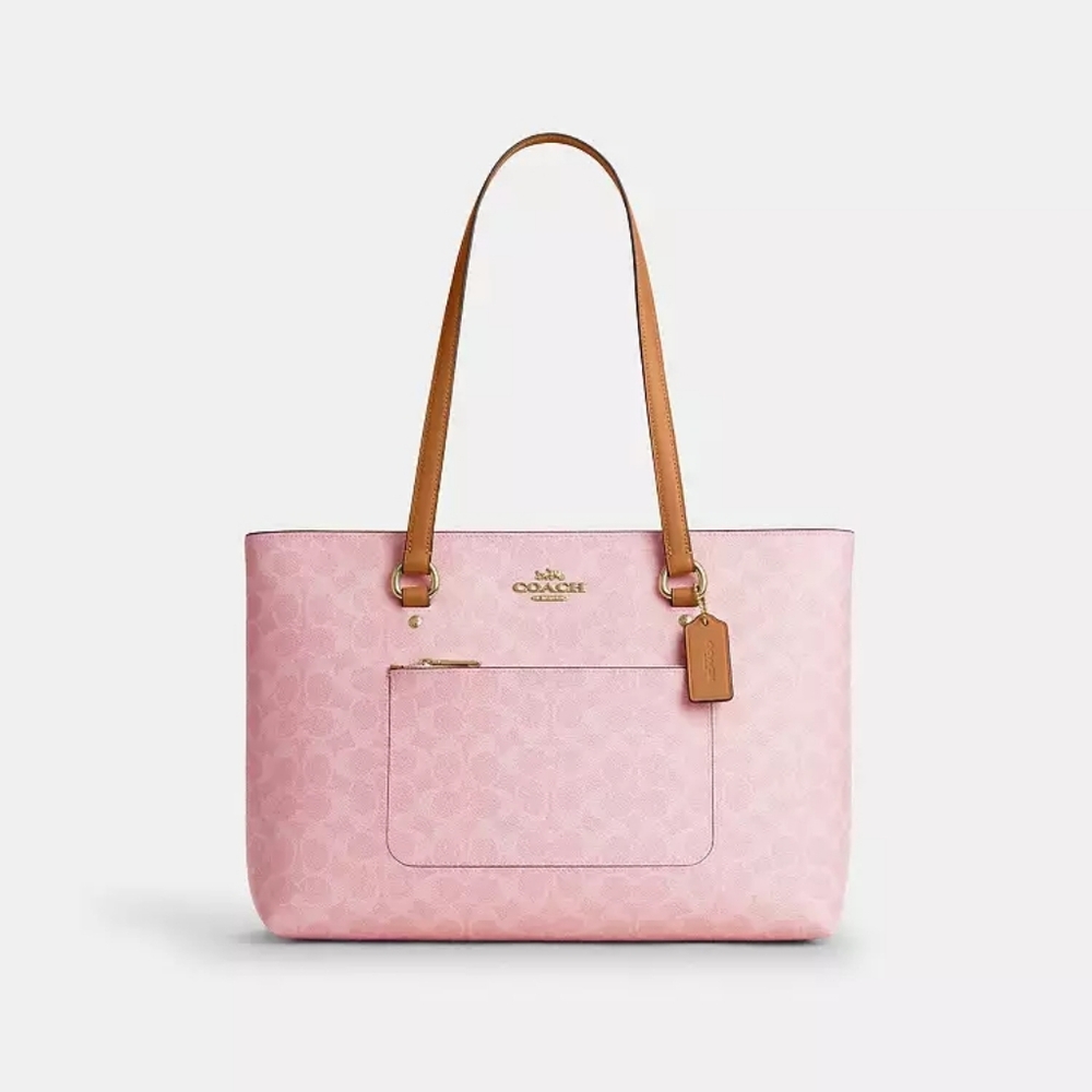 Coach Station Tote Bag In Signature Canvas (Powder pink) - Picture 2 of 16